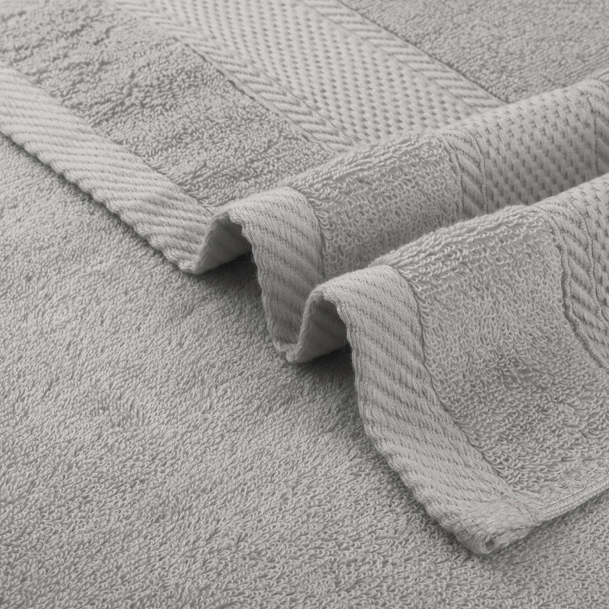 Unique Bargains Solid Hand Towel Set Cotton Face Towels Absorbent Light Grey 2-Piece