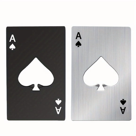 Ace of Spades Bottle Opener, Stainless Steel Card Bottle Opener, Credit Card Size Beer Opener for Wallet, Bar & Everyday Carry