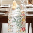 thumbnail image 3 of Spring Floral Table Runner, Watercolor Roses Eucalyptus Leaves Botanical Cotton Linen Table Runners 70 Inches Long, Dresser Scarf Runner for Dining/Kitchen/Coffee/TV Stands/Cabinets 13''x70'', 3 of 9