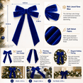 thumbnail image 2 of Blue Velvet Christmas Bow with Long Tails for Gift Wrapping, Tree and Wreath Decor, 2 of 7
