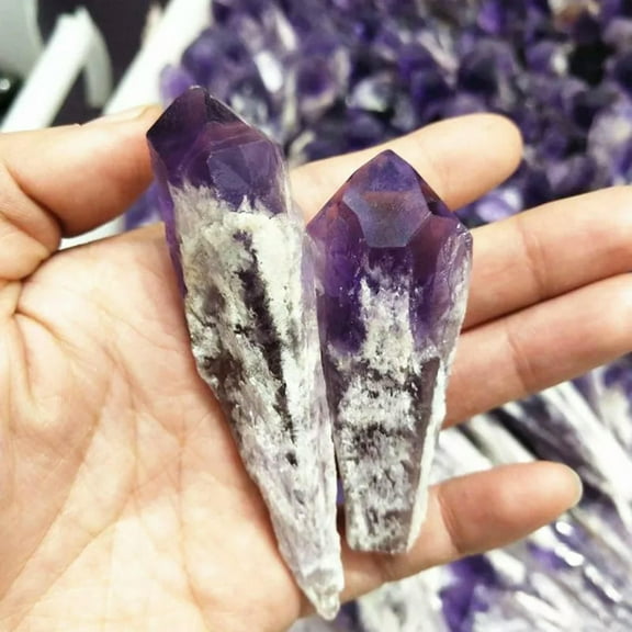 GKNET Natural Brazilian Amethyst Quartz Geode Druzy Rare Crystal Cluster Scepter 10Pcs-default