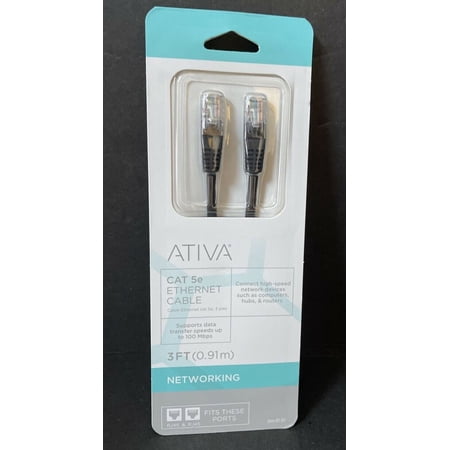 UPC: 0735854902087 | Ativa Cat-5e Ethernet Cable 3 Ft RJ45 Male Conect High Speed Network New
