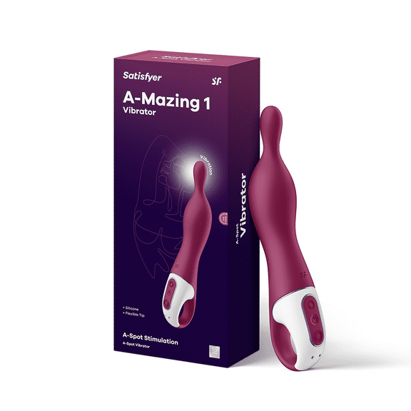 Satisfyer A-Mazing 1 A-Spot Vibrator for Women - Vibrating Dildo, G-spot Stimulator, Sex Toy with Curved, Ergonomic Shape, Flexible Tip - Waterproof, Rechargeable (Berry)