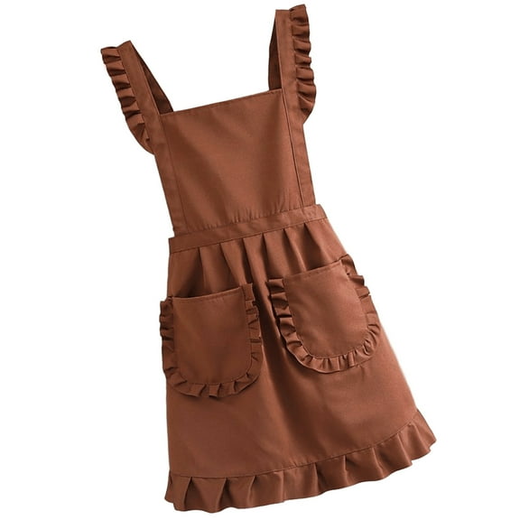 Ruffled Bowknot Apron with Spacious Pockets and Adjustable Strap for Restaurant Homemakers and Cooking Enthusiasts