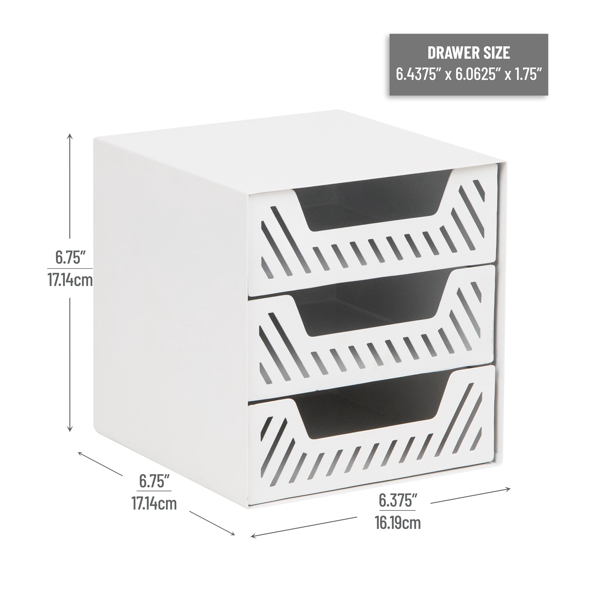 Mind Reader White 3-Drawer Metal Desktop Organizer