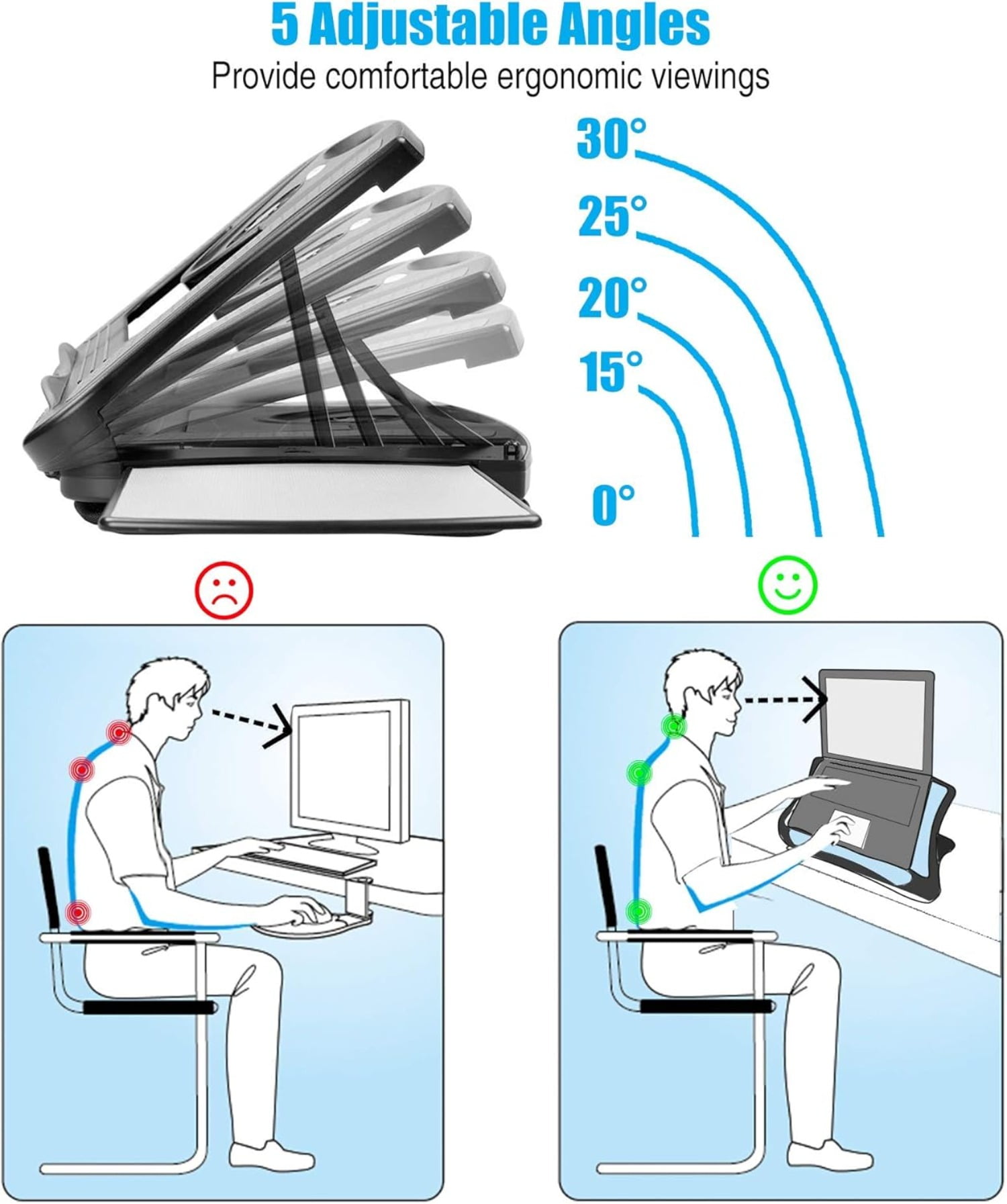 USB Cooling Fan Laptop Cooling Pad with Attached Mouse Pad, Cushion, Non-Slip Heat Shield