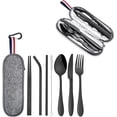 thumbnail image 1 of HaWare Travel Utensils with Case, Stainless Steel Portable Flatware Set, Reusable Camping Silverware, 9-Piece Cutlery Tableware Includes Knife, Spoon, Fork, Chopsticks, Straws, Cleaning Brush, 1 of 7