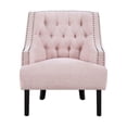 thumbnail image 4 of Pink Chenille Upholstered Chair With Solid Wood Structure And Button- Back For Home Decoration Element Elegant Accent Seat Living Room Base Interior Object, 4 of 4