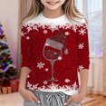 thumbnail image 2 of Ulitacool Tops For Girls Christmas Long Sleeve Crewneck Cartoon Prints Xmas Sweatshirt 7-8 Years Red, 2 of 5