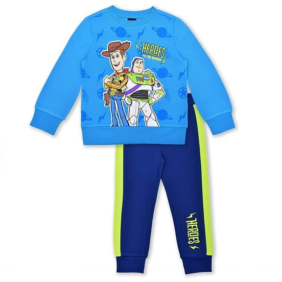 Toy Story Woody and Buzz Lightyear Boys 2 Piece Character Crewneck and Jogger Set, 4-7