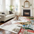 thumbnail image 3 of Area Rug for Living Room, World Map Non-Slip Indoor Large Carpet for Bedroom/Dining Room, Country Famous Building Tourism Bridge Wooden Washable Low-Profile Rectangle Floor Runner Rugs - 5 x 7 Ft, 3 of 7