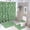 style-821, variant on 4 Pcs Shower Curtain Sets Non-Slip Rugs And Toilet Mat Lid Rug Accessories Seamless Pattern of Green And White Greek Key Lines Waterproof Fabric Bath Curtain Chinoiserie Bohemian Vintage