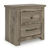 Signature Design by Ashley Stanziford Two Drawer Night Stand with USB Charging, Brown Hickory Finish