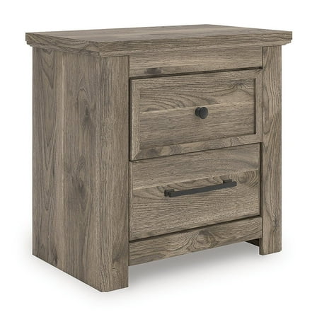 Signature Design by Ashley Stanziford Two Drawer Night Stand with USB Charging, Brown Hickory Finish