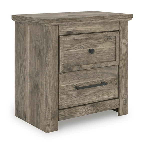 Signature Design by Ashley Stanziford Two Drawer Night Stand with USB Charging, Brown Hickory Finish