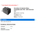 thumbnail image 2 of Secondary Air Injection Relay - Compatible with 1998 - 2004 Chevy S10 1999 2000 2001 2002 2003, 2 of 2