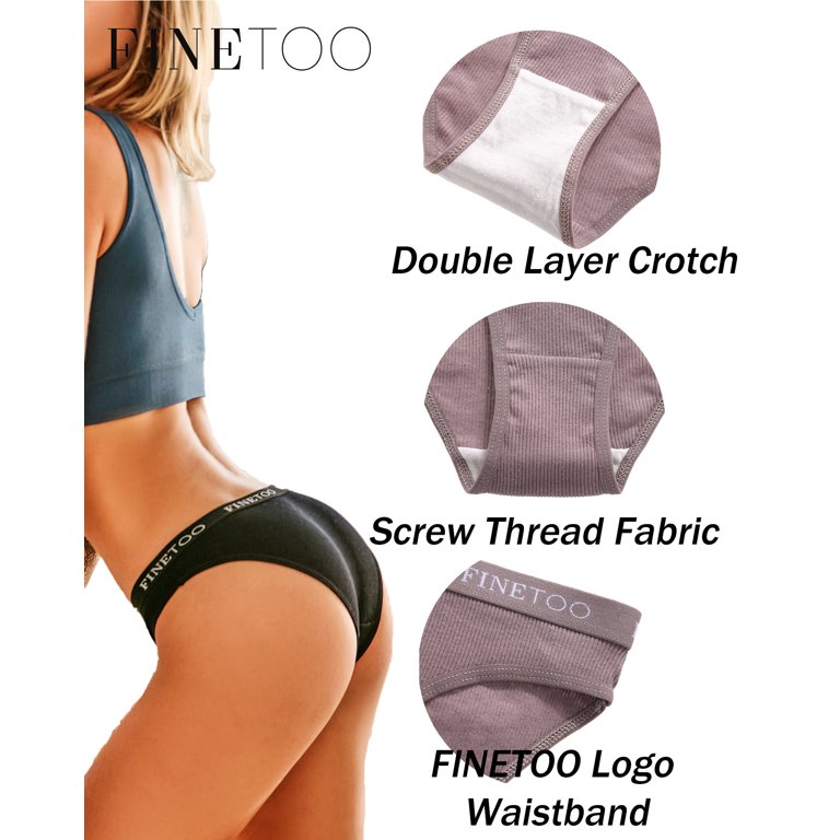 FINETOO Womens Cotton Underwear Sexy Lace Hipster Panties Soft Breathable  Cotton Brazilian Bikini Ladies 6 Pack