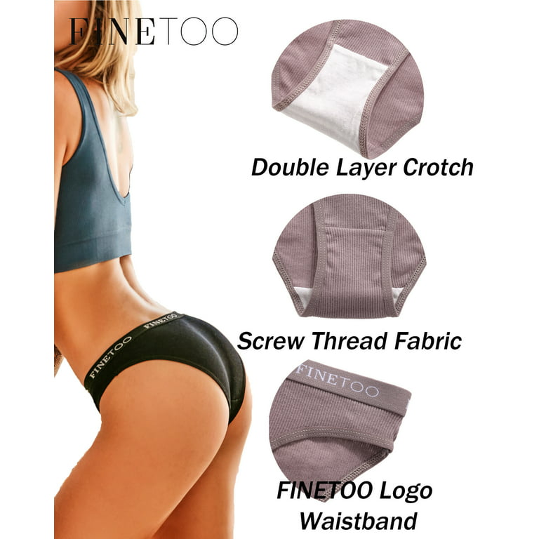 FINETOO Women Cotton Underwear Cheeky Panties Low Rise Bikini Hipster  Breathable Stretch XS-XXL 10 Pack 