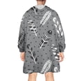 thumbnail image 2 of Wearable Oversized Blanket,Gray Boho Tribal Feathers Pattern Wearable Blanket Hoodie for Adults,Cozy Hooded Blankets with Super Pockets,Super Warm Fuzzy Pullover for Women & Men, 2 of 6