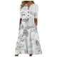 thumbnail image 2 of ICHUANYI Clearance Women's Summer Casual V-Neck Short Sleeve Printed With Pocket Dresses(Gray, XXL) ICHUANYI WER2023080904520, 2 of 5