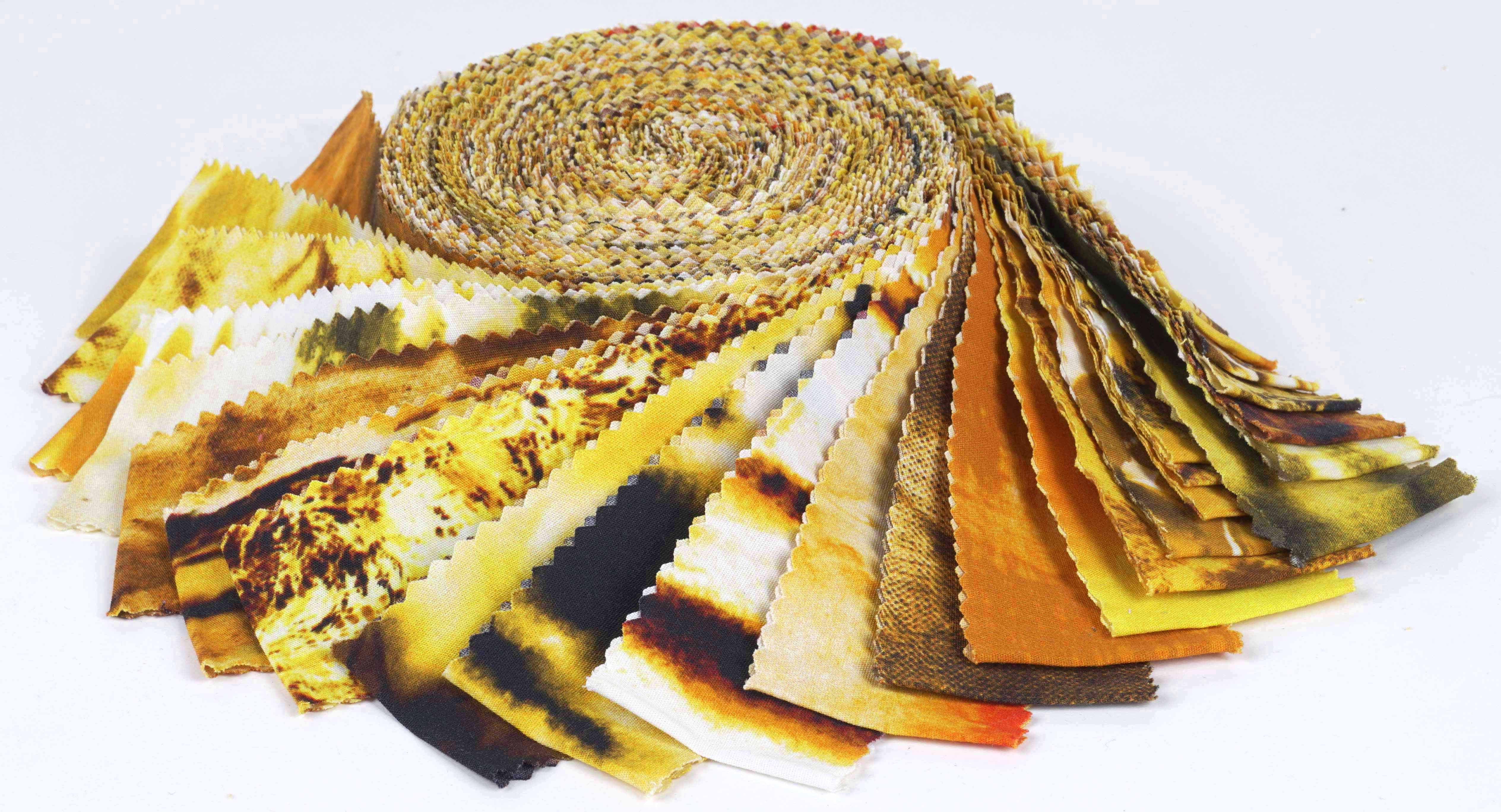 Soimoi 40Pcs Tie Dye Print Precut Fabrics Strips Roll Up 1.5x42inches Cotton Jelly Rolls For Quilting - Yellow