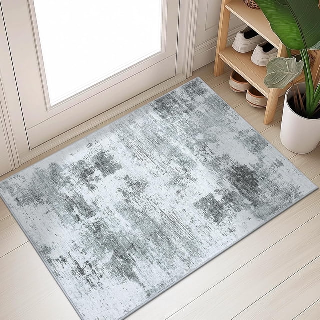 Modern Abstract Area Rugs for Living Room x Non Slip Machine Washable Rug Lightweight Low Pile Floor Carpet for Bedroom Dining Room Nursery Home Office Entryway Rugs Grey