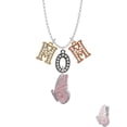 thumbnail image 2 of Delight Jewelry Silvertone Large Translucent Pink Flying Butterfly Multi-Colored Crystal Mom Charm Necklace, 2 of 5