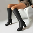 thumbnail image 2 of Women's Square Toe Heel Knee High Boots with Side Zipper for Stylish Mid-Calf Comfort and Winter Wear Fashion Footwear, 2 of 7