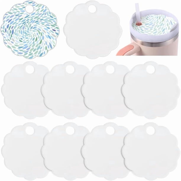 10 placas de identificación de sublimación acrílica en blanco, tapa de taza de sublimación blanca, etiqueta de nombre personalizada, etiqueta de nombre para vaso