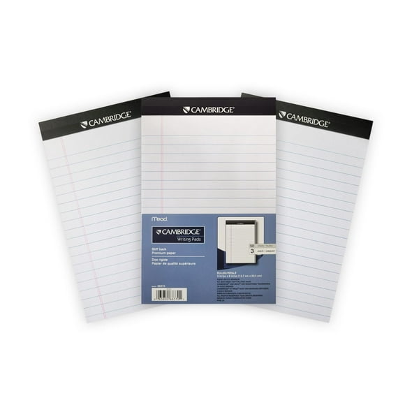 Cambridge® Bloc d’écriture perforé, 5x8, 3pk