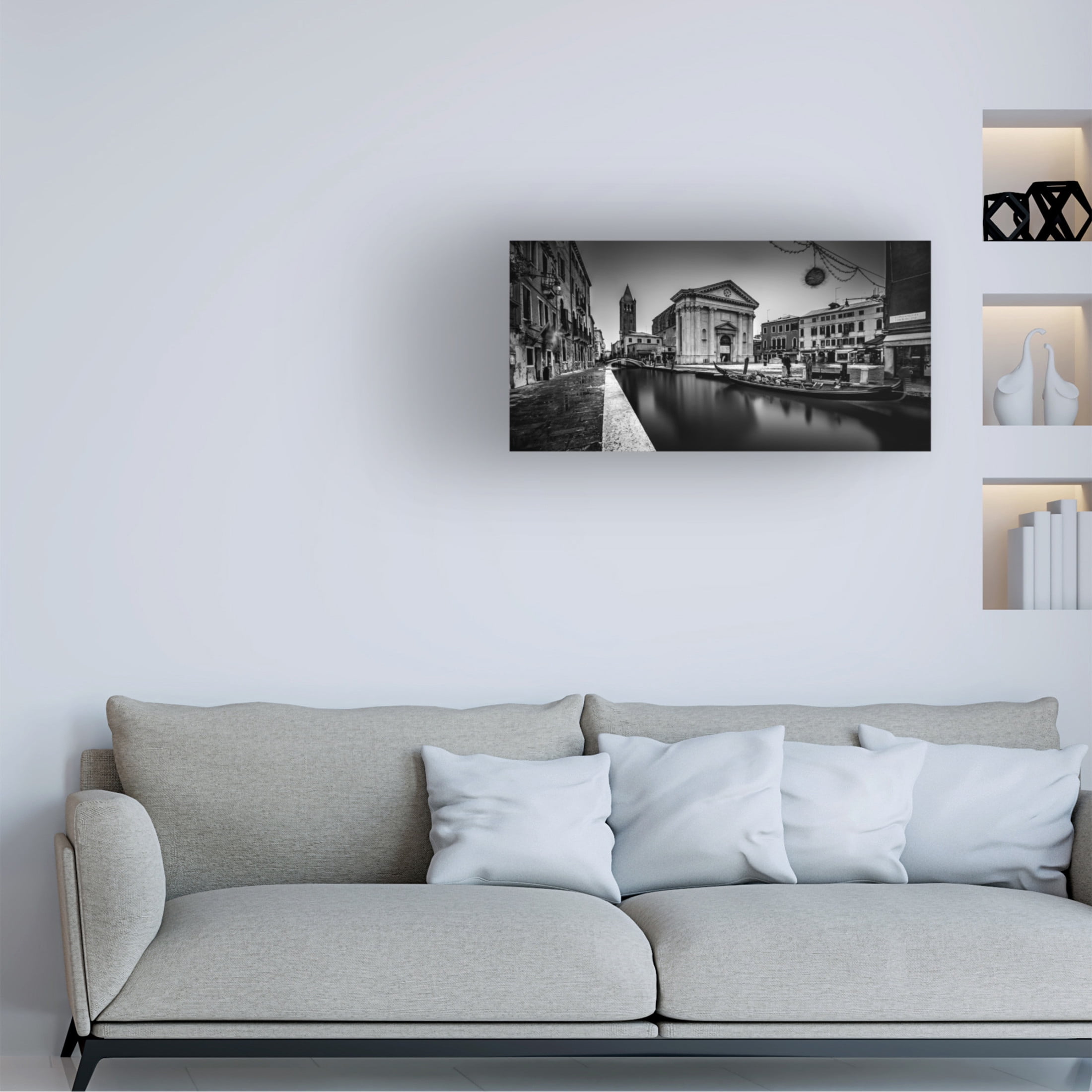 Canvas Wall Art - Sven Kohnke 'Gondola At Campo San Barnaba, Venice' Wall Art for Living Room, Bedroom, or Office Décor by Trademark Fine Art - 24 x 12 Inches
