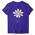 thumbnail image 6 of VBVC Women's Daisy Print Short Sleeve T-Shirt , Ladies' Lightweight Casual Crewneck Tee , Colorful Breathable Summer Tops For Women,Blue,S-2XL, 6 of 6