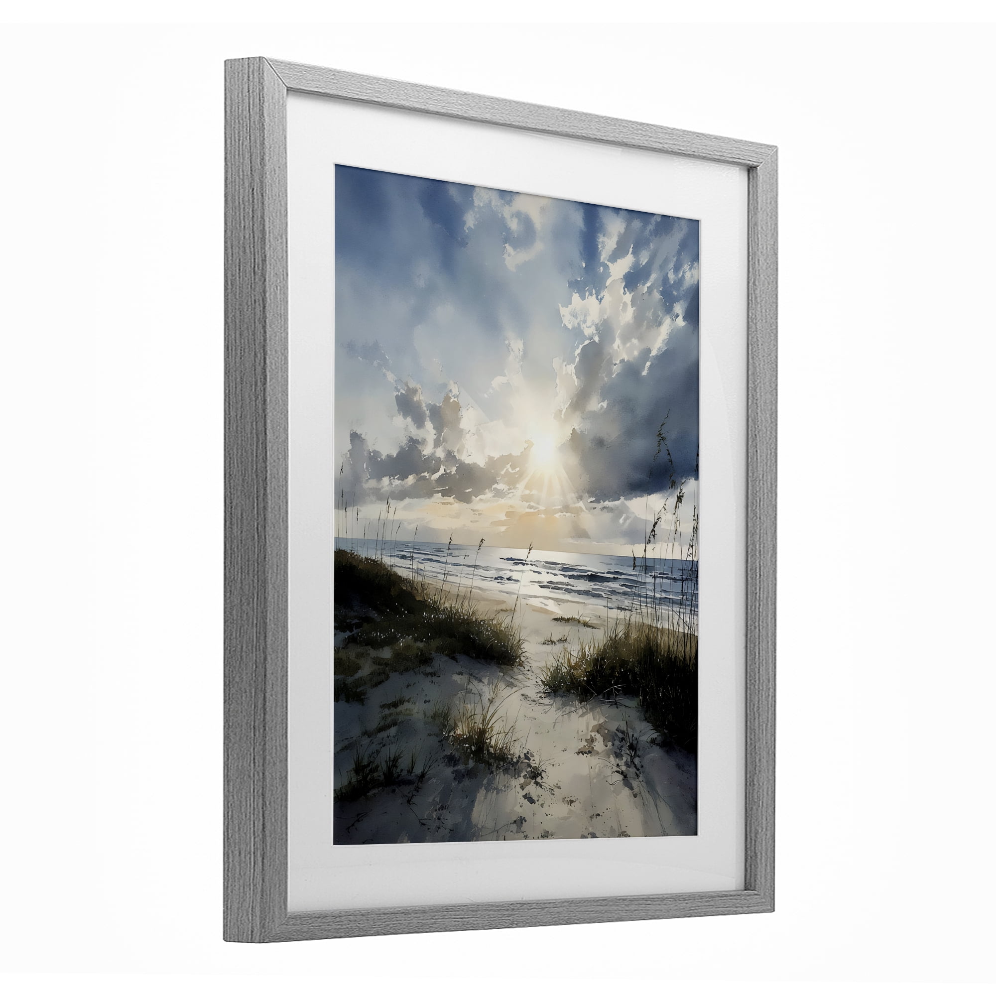 Stupell Industries Sunshine On The Beach Gray Framed Print Under Glass, design by Franklyn Gregory