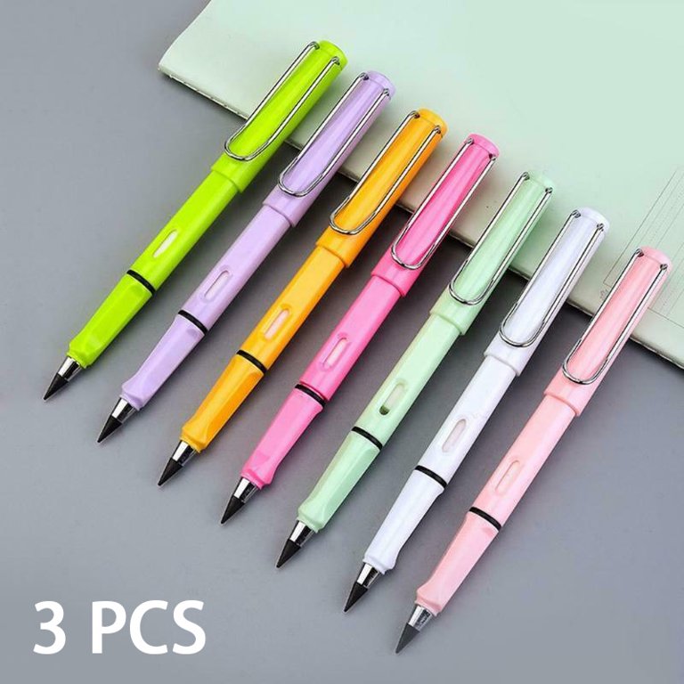  NUOBESTY 3Pcs inkless pencil reusable infinite pencil drawing  pencil eternal pencil unlimited writing pencil metal pencils fun pencils  for kids printable child plastic watercolor pen : Office Products