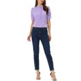 thumbnail image 2 of INSPIRE CHIC Women's Ruffled Button Down Shirt Short Sleeves Solid Work Office Blouse S Light Purple, 2 of 4
