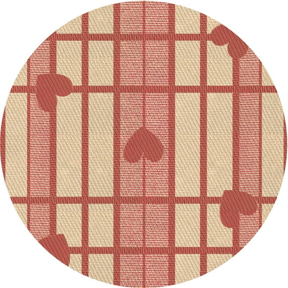 Ahgly Company Indoor Round Patterned Grapefruit Red Area Rugs, 7' Round