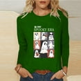 thumbnail image 2 of LYEAA Halloween Cute Graphic Tees for Women Long Sleeve Plus Size Crew Neck Regular Straight Cuff Casual Wear Ghost Holiday Clothes Green 2XL, 2 of 4