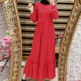 thumbnail image 6 of ZPAQI Women Muslim Lantern Sleeves Maxi Long Swing Dress Polka Dot Print Buttons Ruffles High Waist Islam Kaftan Abaya Hijab, 6 of 19