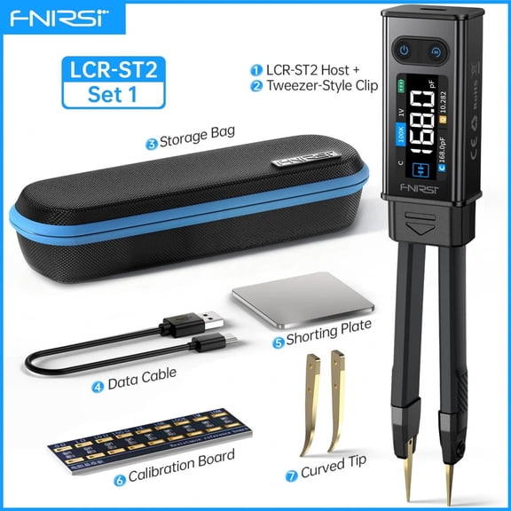 FNIRSI Digital LCR Meter Tweezers LCR-ST2, 100Hz-100KHz, ±30V Voltage, for Capacitance Resistance Inductance Diode Measurement