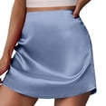 thumbnail image 1 of Jupe Trapèze Mini pour Femme Taille Haute Ruban Satinée Doublée avec Fermeture Éclair Élégante Extensible Confortable Fluide Fête Tenue Décontractée, 1 of 4