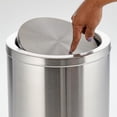 thumbnail image 4 of mDesign Small Round Metal 4.8 Gal. Covered Bathroom Swing Lid Trash Can, Brushed, 4 of 7