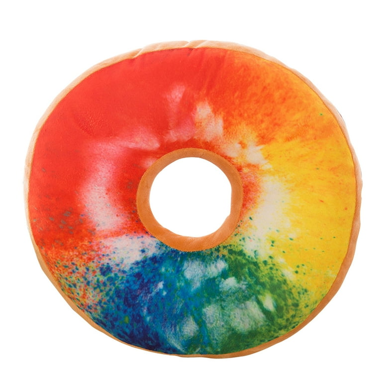 3D Donut Pillow Cosy Seat Back Stuffed Cushion Doughnut Throw Pillow Plush Toy for Living Room Bedroom Home Decor 40cm (rainbow