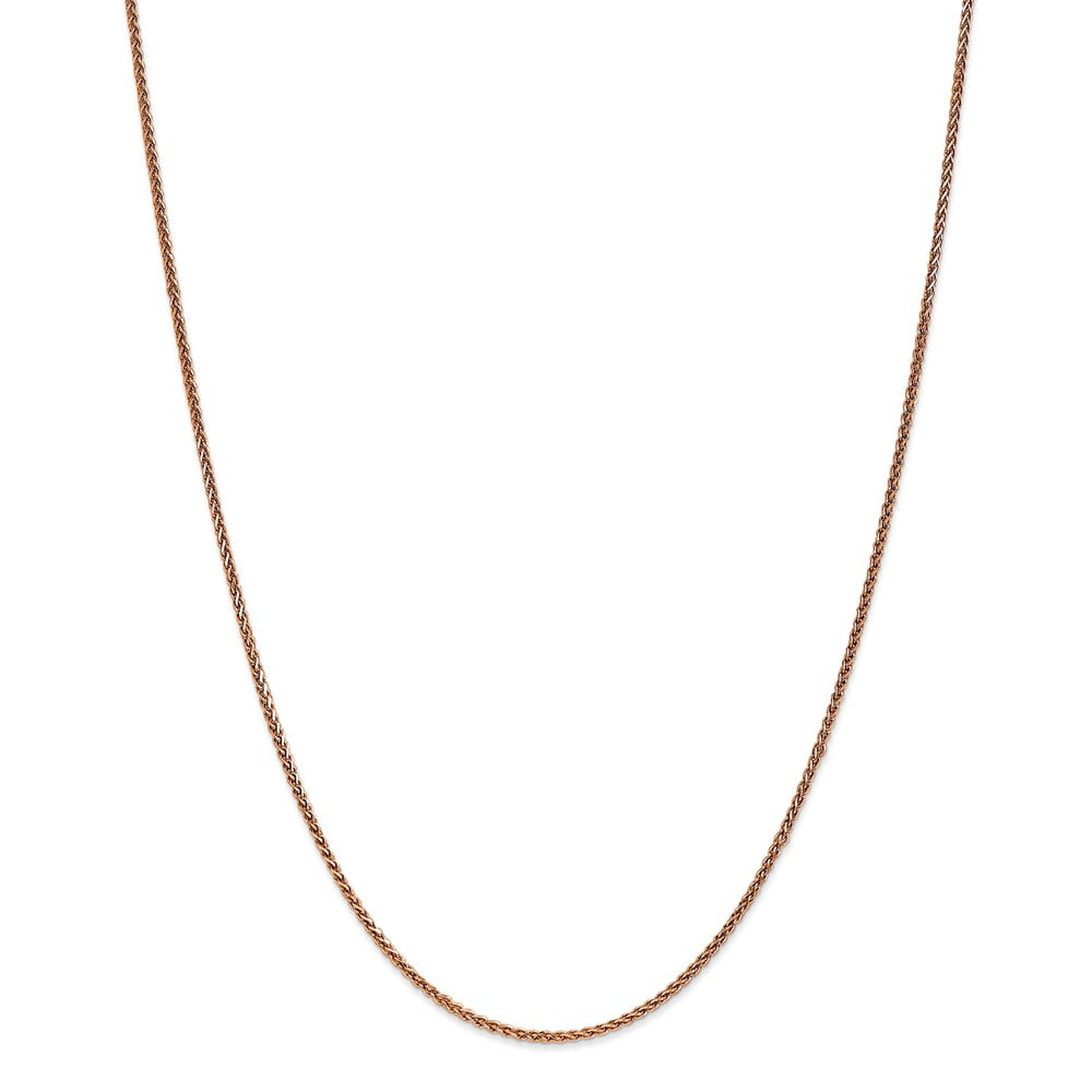Real 14kt Rose Gold 1.4mm Diamond Cut Spiga Chain; 18 inch; Lobster Clasp; for Adults and Teens; for Women and Men