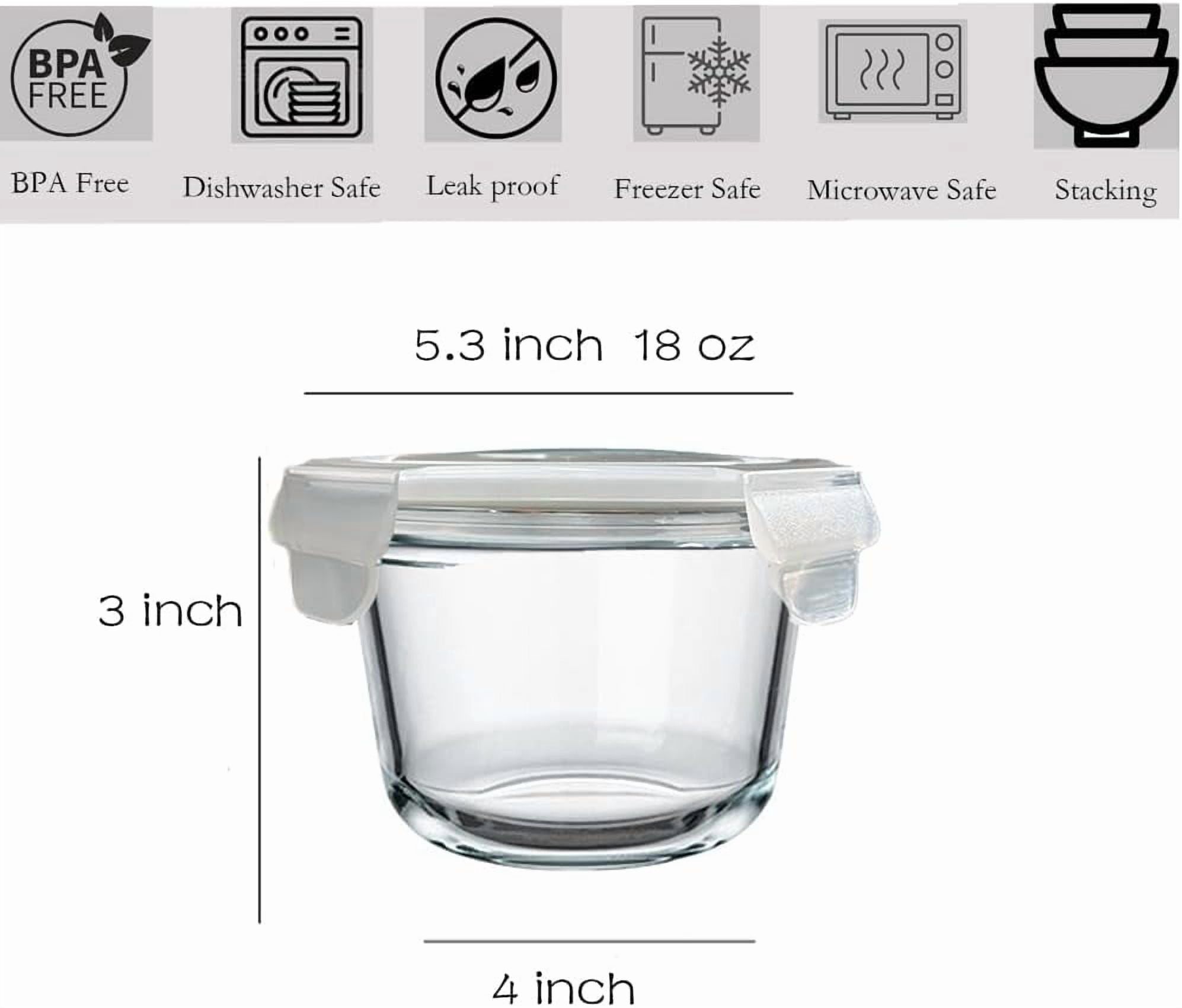 TT - 2Cup Glass Soup Container with Airtight lids, 16oz Round Glass food Storage Container, Round Food Bowls BPA free, Leakproof Soup Container, Dishwasher Microwave & Freezer Safe (8 Pack)