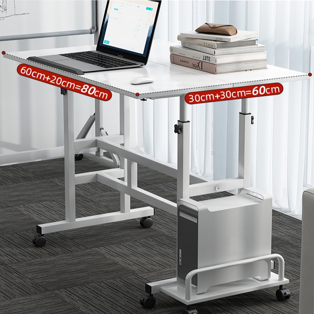 Adjustable Height Standing Desk with Wheels - Compact Mobile Computer Desk, Rolling Laptop Cart for Home Office, Living Room & Small Spaces (32 x 20 Inches)