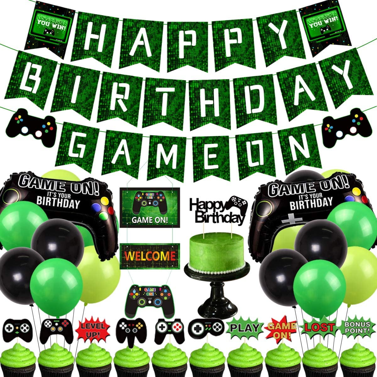 Video Game Birthday Decoration Supplies for Boys Girls Gamer Adults