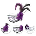 thumbnail image 3 of Unique Bargains 1 Pc Feather King Half Face Party Mask for Masquerade Party Purple, 3 of 5
