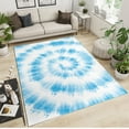 thumbnail image 3 of 4x8ft Blue Rug, Circular Pattern Watercolor Gradient Living Room Rug, Non Skid Washable Rugs For Bedroom Hallway Gaming Room Dining Table Classroom Hotel Lounge Outdoor, 3 of 7