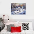 thumbnail image 4 of JEUXUS  - Canvas Wall Art - Winter Forest Snow Village - Modern Home Art Stretched and Framed Ready to Hang, 4 of 4