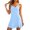 Blue, variant on Rove Studio Women’s Solid V Neck Spaghetti Strap Slip Mini Dress, Lightweight Tiered Ruffle Hem Sundress, Breathable Casual Travel Summer Dress for Beach Daily Semi-Formal Occasions Green M